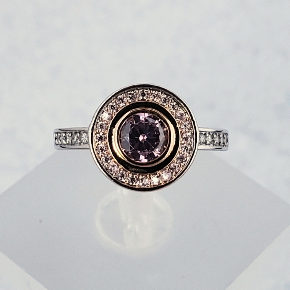 Sterling Bezel Set Pink Ring - Picture 2 of 8